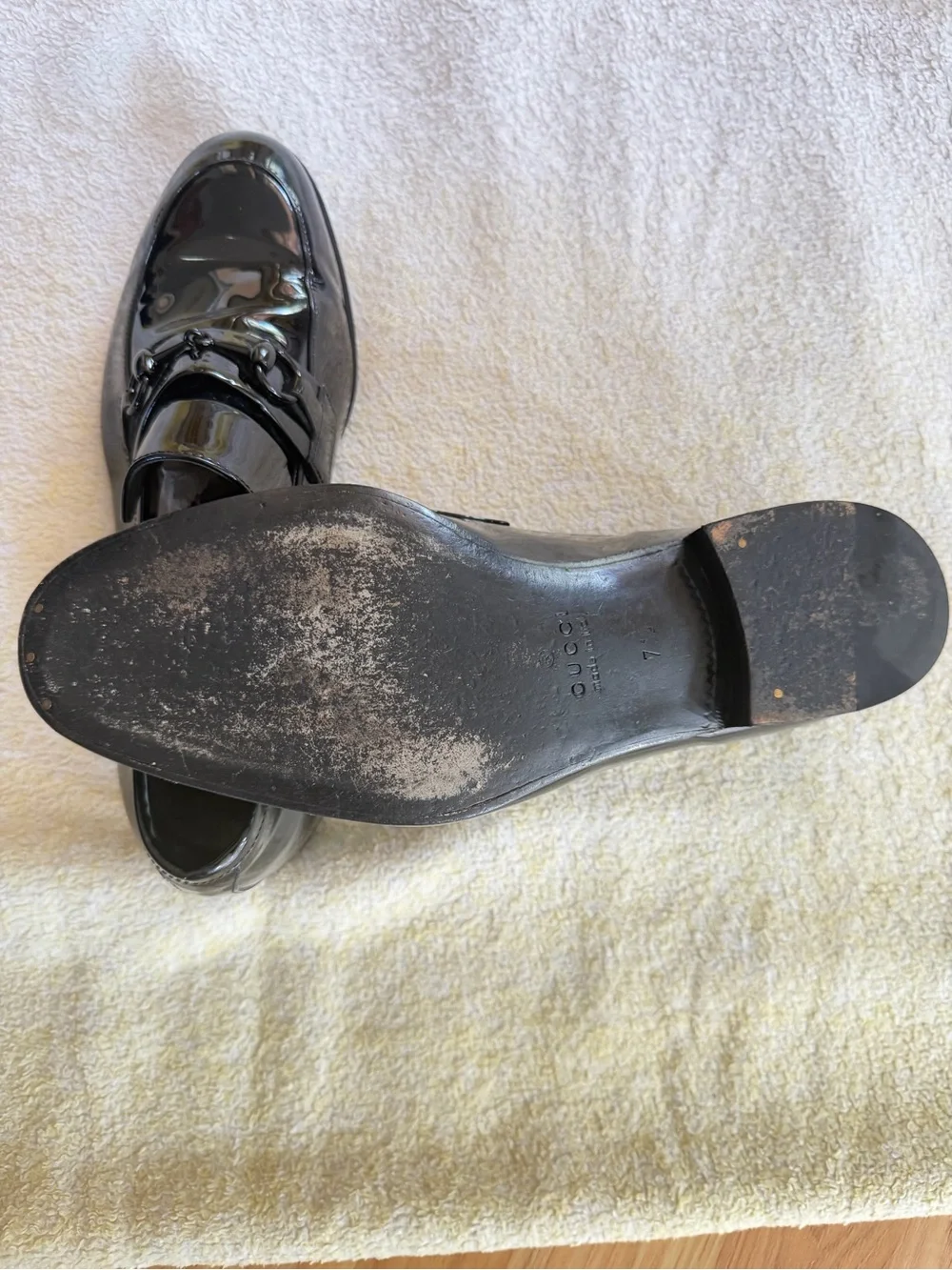 Gucci Black Patent Leather Horsebit Penny Loafers